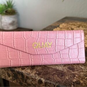 Quay Australia Polarized Aviators With Pink Crocodile-Embossed Case